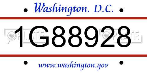 1G88928 District Of Columbia License Plate
