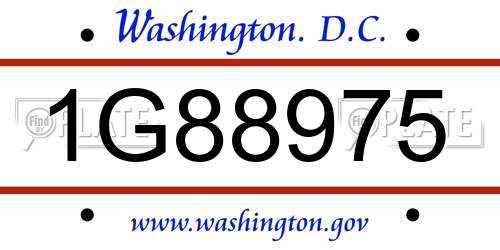 1G88975 District Of Columbia License Plate
