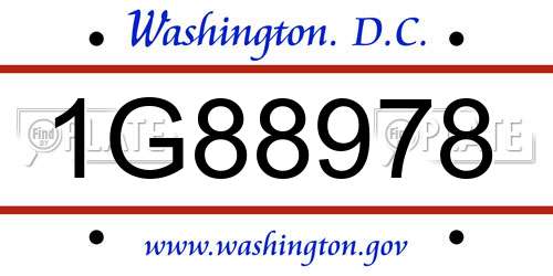 1G88978 District Of Columbia License Plate