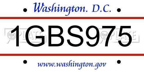 1GBS975 District Of Columbia License Plate