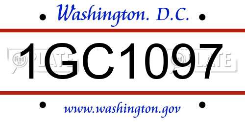 1GC1097 District Of Columbia License Plate