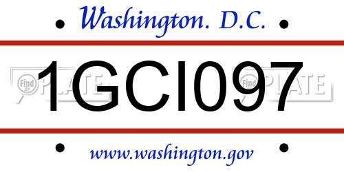 1GCI097 District Of Columbia License Plate