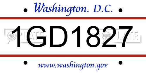 1GD1827 District Of Columbia License Plate