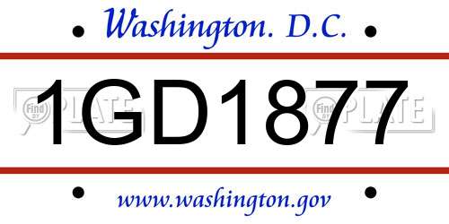 1GD1877 District Of Columbia License Plate