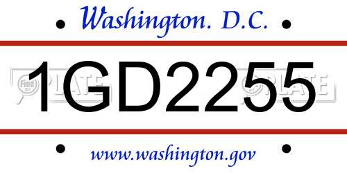 1GD2255 District Of Columbia License Plate