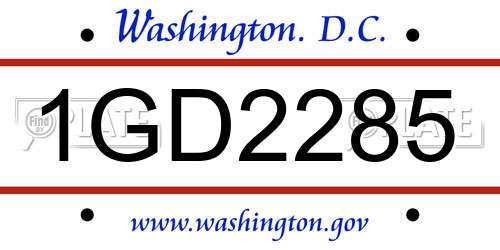 1GD2285 District Of Columbia License Plate