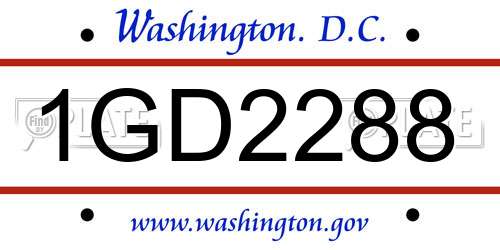 1GD2288 District Of Columbia License Plate