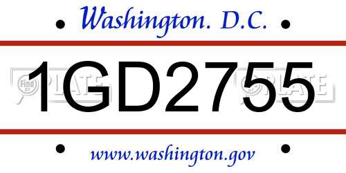 1GD2755 District Of Columbia License Plate