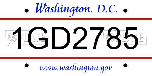 1GD2785 District Of Columbia License Plate