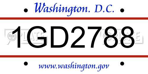 1GD2788 District Of Columbia License Plate