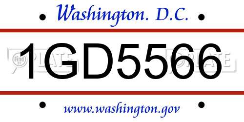 1GD5566 District Of Columbia License Plate