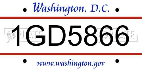 1GD5866 District Of Columbia License Plate