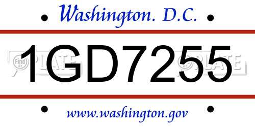 1GD7255 District Of Columbia License Plate