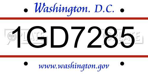 1GD7285 District Of Columbia License Plate