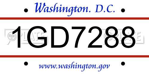 1GD7288 District Of Columbia License Plate