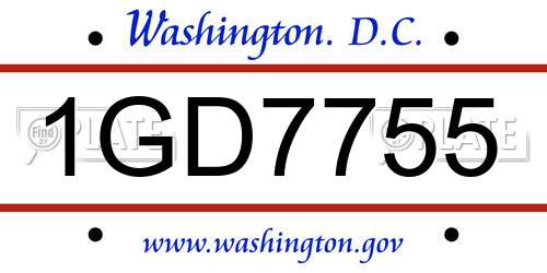 1GD7755 District Of Columbia License Plate