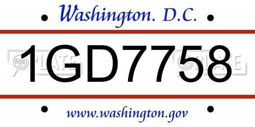 1GD7758 District Of Columbia License Plate
