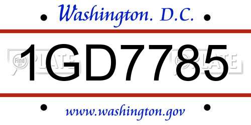 1GD7785 District Of Columbia License Plate