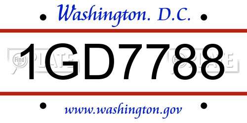 1GD7788 District Of Columbia License Plate