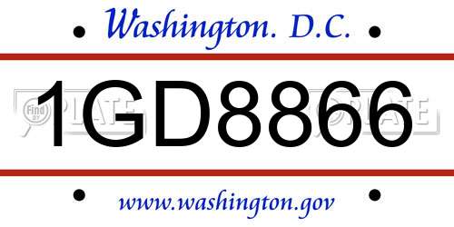 1GD8866 District Of Columbia License Plate
