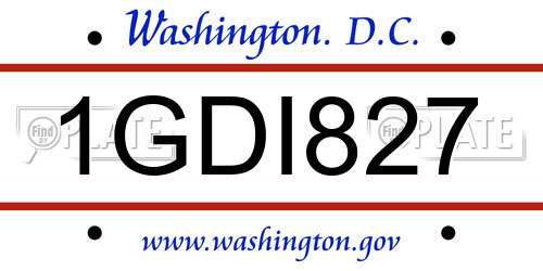 1GDI827 District Of Columbia License Plate