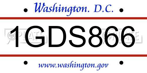 1GDS866 District Of Columbia License Plate