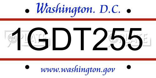 1GDT255 District Of Columbia License Plate