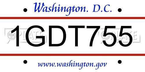 1GDT755 District Of Columbia License Plate