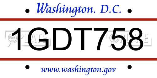 1GDT758 District Of Columbia License Plate