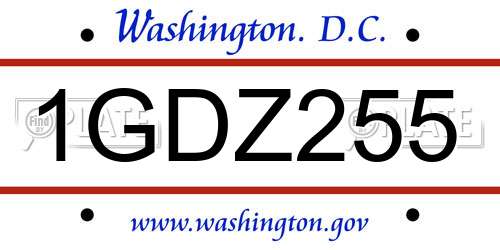 1GDZ255 District Of Columbia License Plate