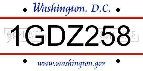 1GDZ258 District Of Columbia License Plate