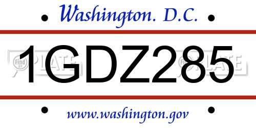 1GDZ285 District Of Columbia License Plate