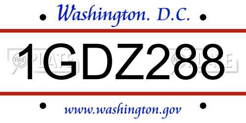 1GDZ288 District Of Columbia License Plate