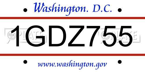 1GDZ755 District Of Columbia License Plate