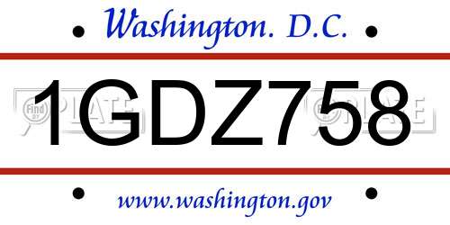 1GDZ758 District Of Columbia License Plate
