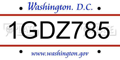 1GDZ785 District Of Columbia License Plate
