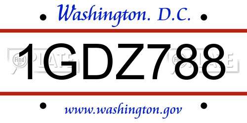 1GDZ788 District Of Columbia License Plate