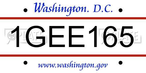 1GEE165 District Of Columbia License Plate