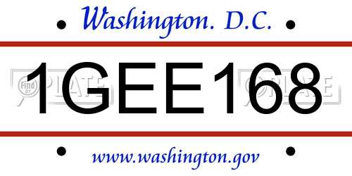 1GEE168 District Of Columbia License Plate