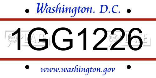 1GG1226 District Of Columbia License Plate