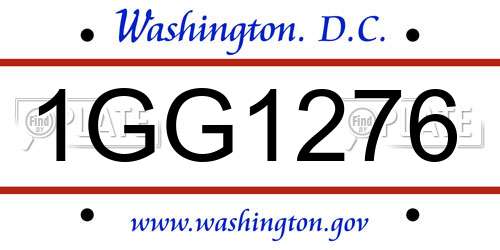1GG1276 District Of Columbia License Plate