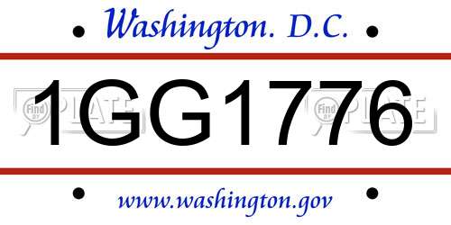 1GG1776 District Of Columbia License Plate