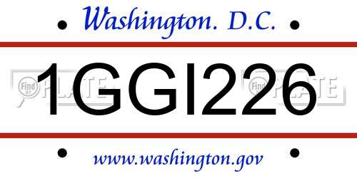 1GGI226 District Of Columbia License Plate
