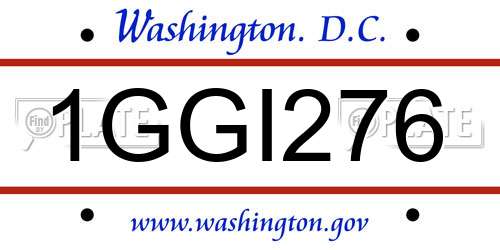 1GGI276 District Of Columbia License Plate