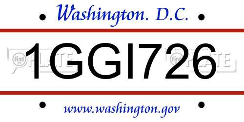 1GGI726 District Of Columbia License Plate