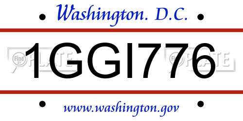 1GGI776 District Of Columbia License Plate