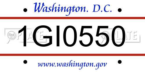 1GI0550 District Of Columbia License Plate