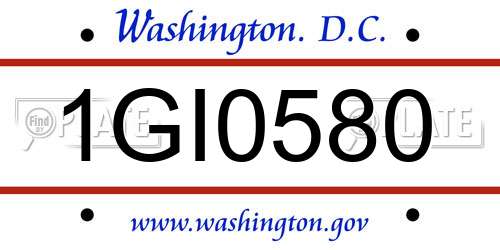 1GI0580 District Of Columbia License Plate