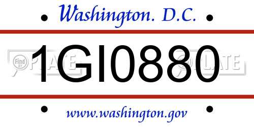 1GI0880 District Of Columbia License Plate