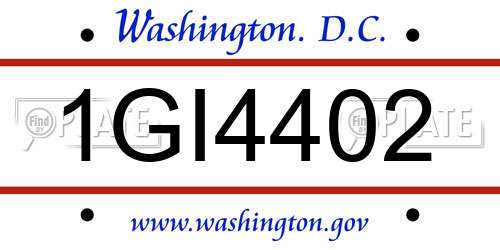 1GI4402 District Of Columbia License Plate